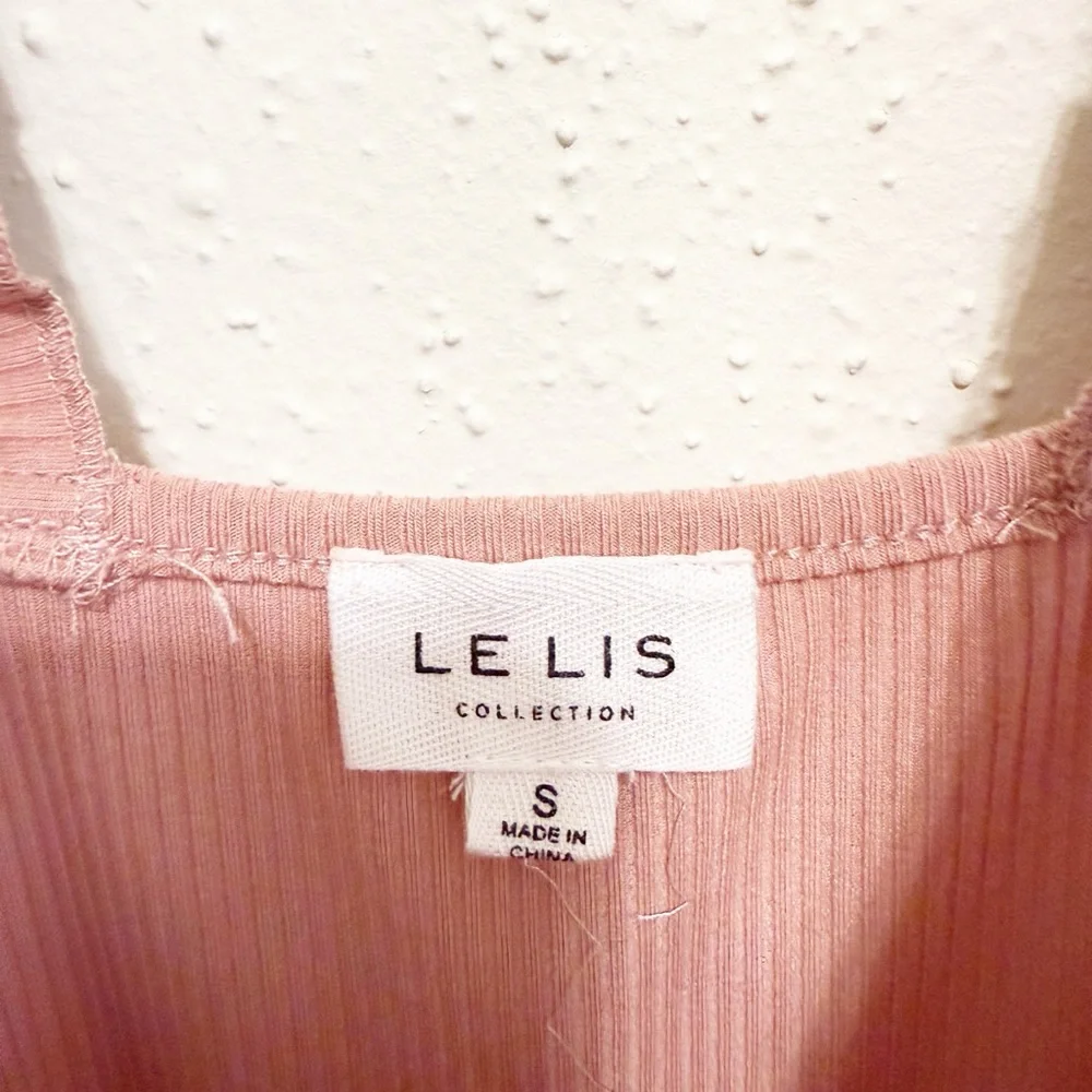 Le Lis Pink Ruffled Ribbed Bodysuit - Picture 4 of 4